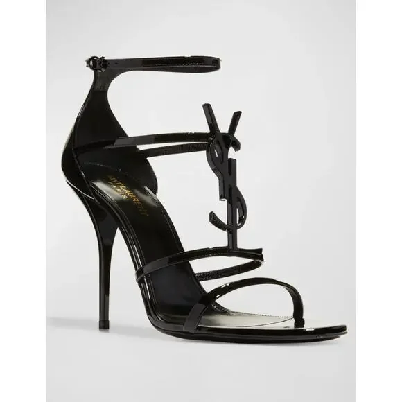 NWT Saint Laurent Cassandra 100 YSL Patent Leather Sandals Size 39.5/US 9.;5 - Picture 2 of 10